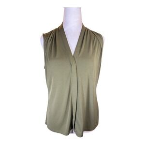 Calvin Klein Olive Green Sleeveless Drape Neck Blouse Top‎ PL